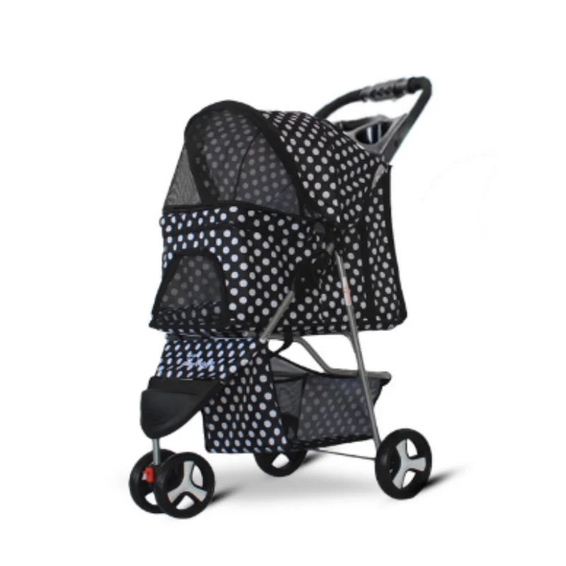 Easy Folding Dog Trolley Pet Stroller With 4 Wheel Carts