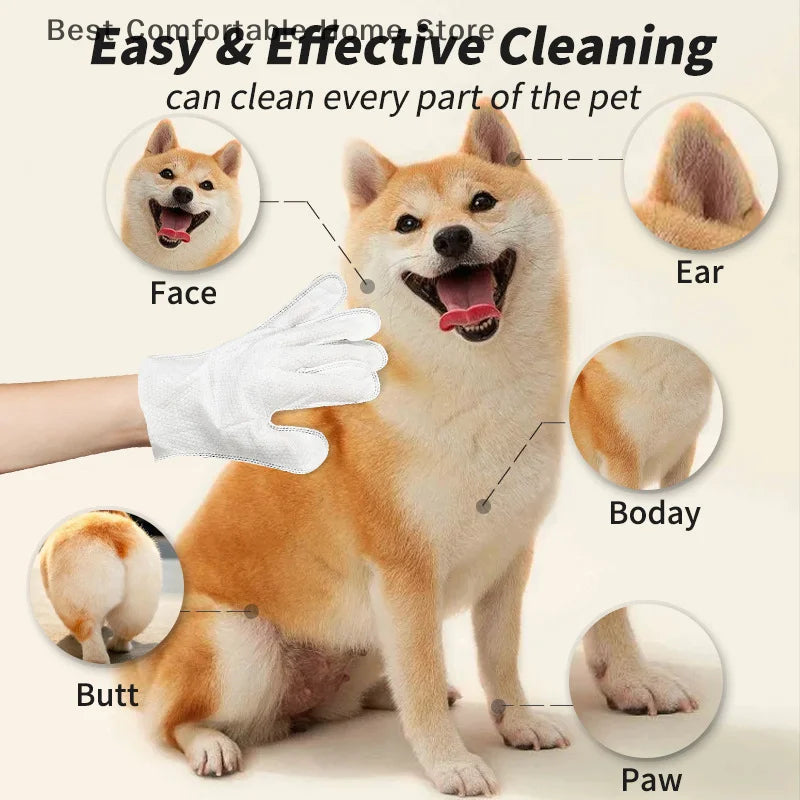 Daily Care Cat Dog Disposable Glove Pet Wash Free Glove No Rinse Washing Gloves Deodorizing Dry Cleaning Wet Towels Pet Supplies