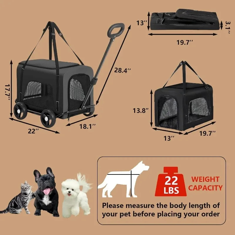 Pet Stroller for Small Dogs,Foldable Dog Stroller,Pet Carrier for Small Pets Dogs and Cats,Breathable Visible Mesh