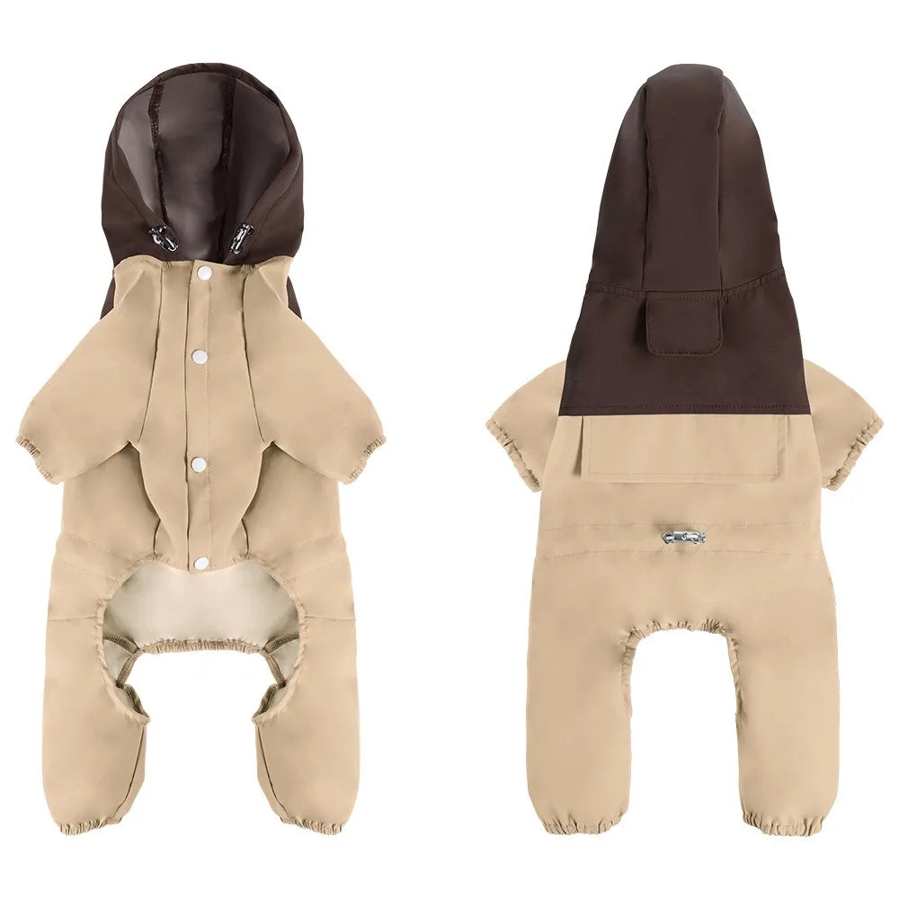 Pet Clothing Reflective Dog Raincoat Breathable High-Visibility Pet Hooded Clothes Dustproof Four Legged Assault Suit Outdoor