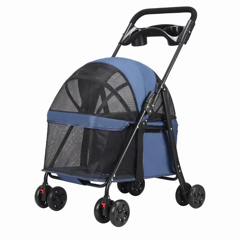 Foldable Pet Stroller Cat Small Dog Cart Puppy Kitten Teddy Car Outdoor Lightweight Folding Pet Stroller