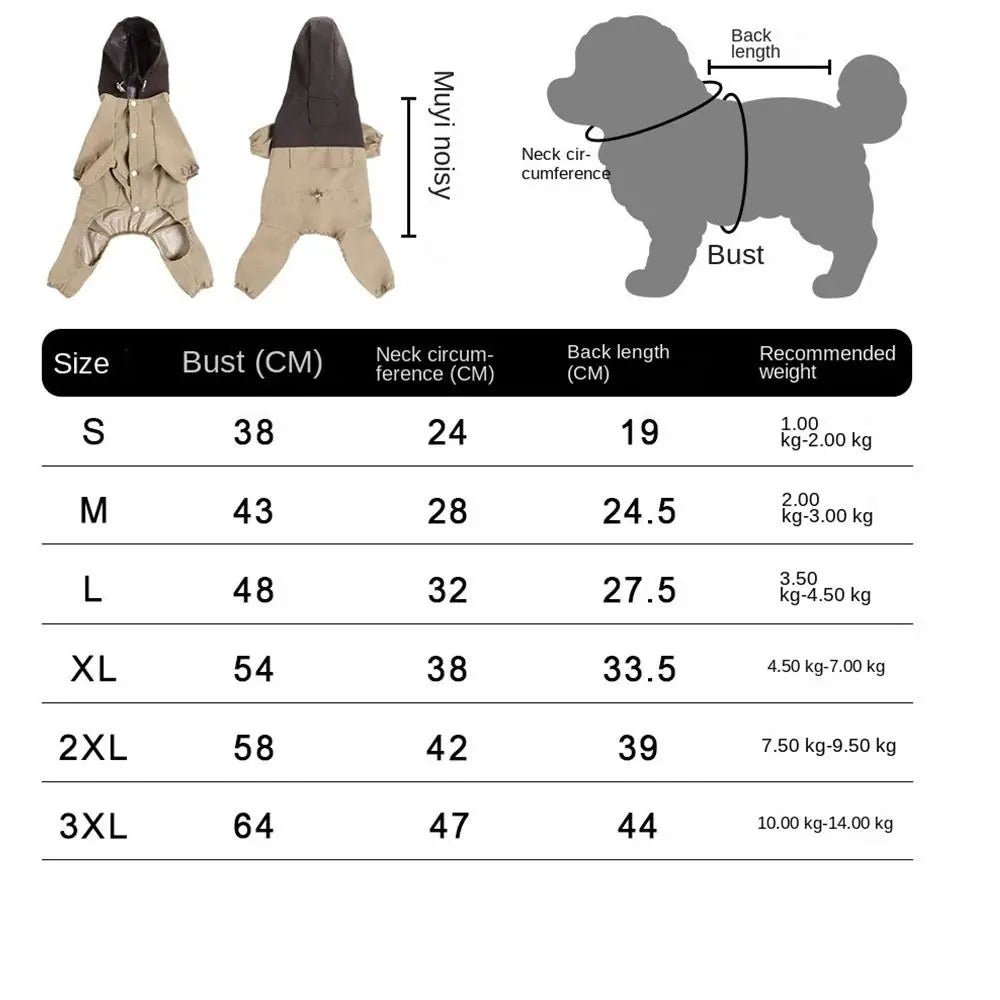 Pet Clothing Reflective Dog Raincoat Breathable High-Visibility Pet Hooded Clothes Dustproof Four Legged Assault Suit Outdoor