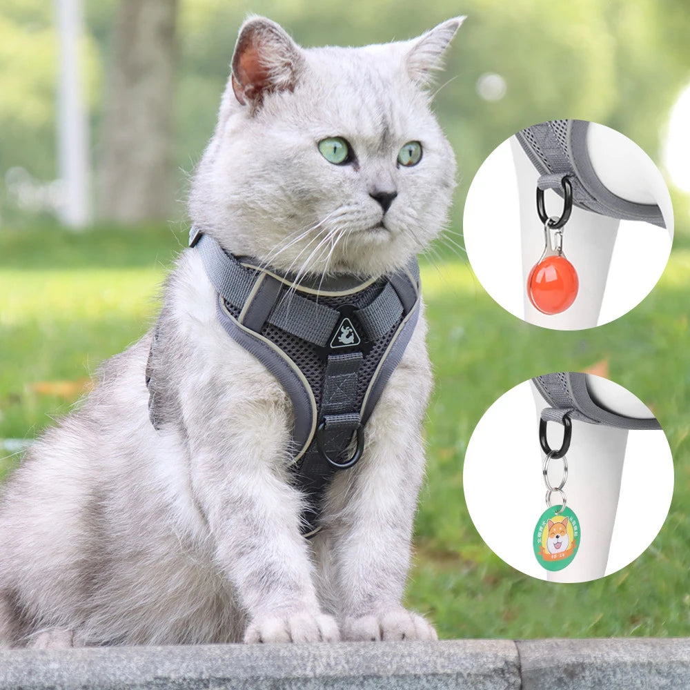 Dog Harness Cat Leash Collar Bulldog Straps Small Medium Dog Harnesses Bichon Frise Vest Puppy Reflective No-Pull Pet Supplies