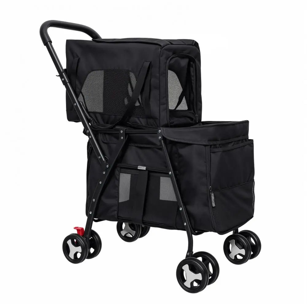 Double Pet Stroller For 2 Small Dogs Or Cats, Pet Strollers For 2 Cat, Lightweight Foldable Double Dog Stroller With Carrier