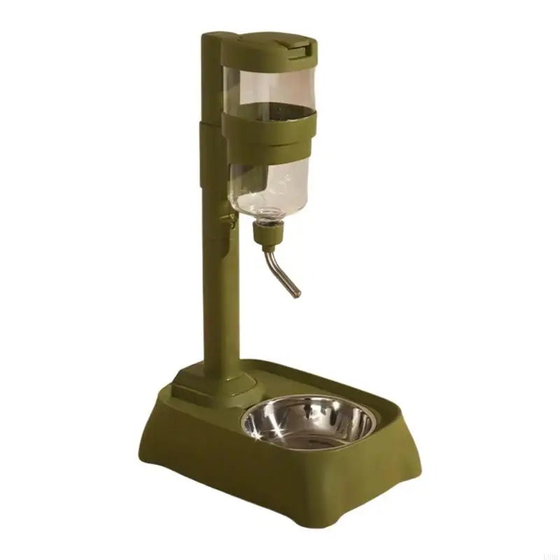 LX0C Durable Gray Pet Feeding Bowl With Automatic Water Supply System For Busy Pet Owners