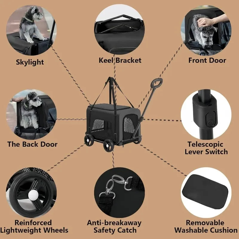 Pet Stroller for Small Dogs,Foldable Dog Stroller,Pet Carrier for Small Pets Dogs and Cats,Breathable Visible Mesh