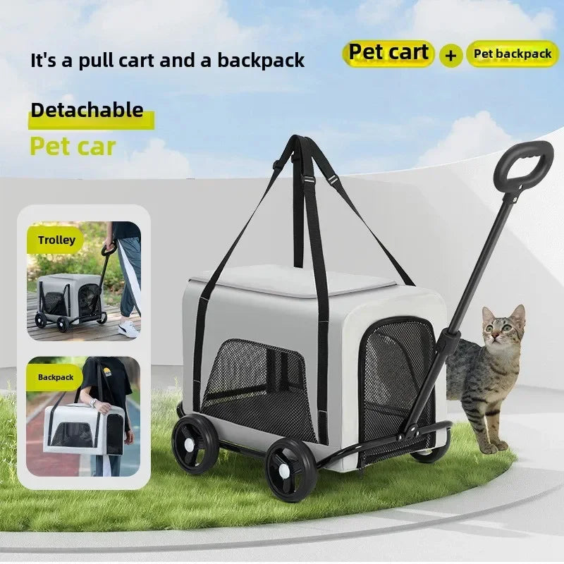 Small Pet Cart Dog Cat Trolley Out Small Pet Cart Lightweight Dog Supplies