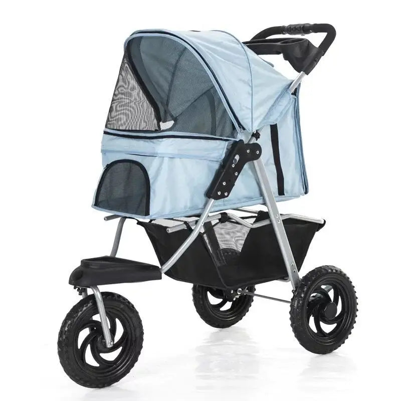 Portable 3 Wheels Pet Trolley Multipurpose Pet Strollers Outdoor Travel Carrier Cat Dog Pet Cart Strollers with Cup Holder