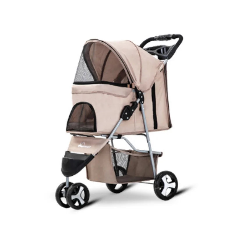 Easy Folding Dog Trolley Pet Stroller With 4 Wheel Carts