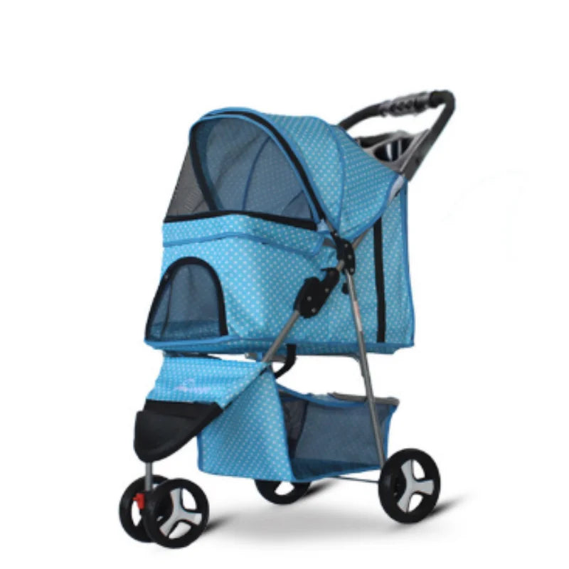 Easy Folding Dog Trolley Pet Stroller With 4 Wheel Carts