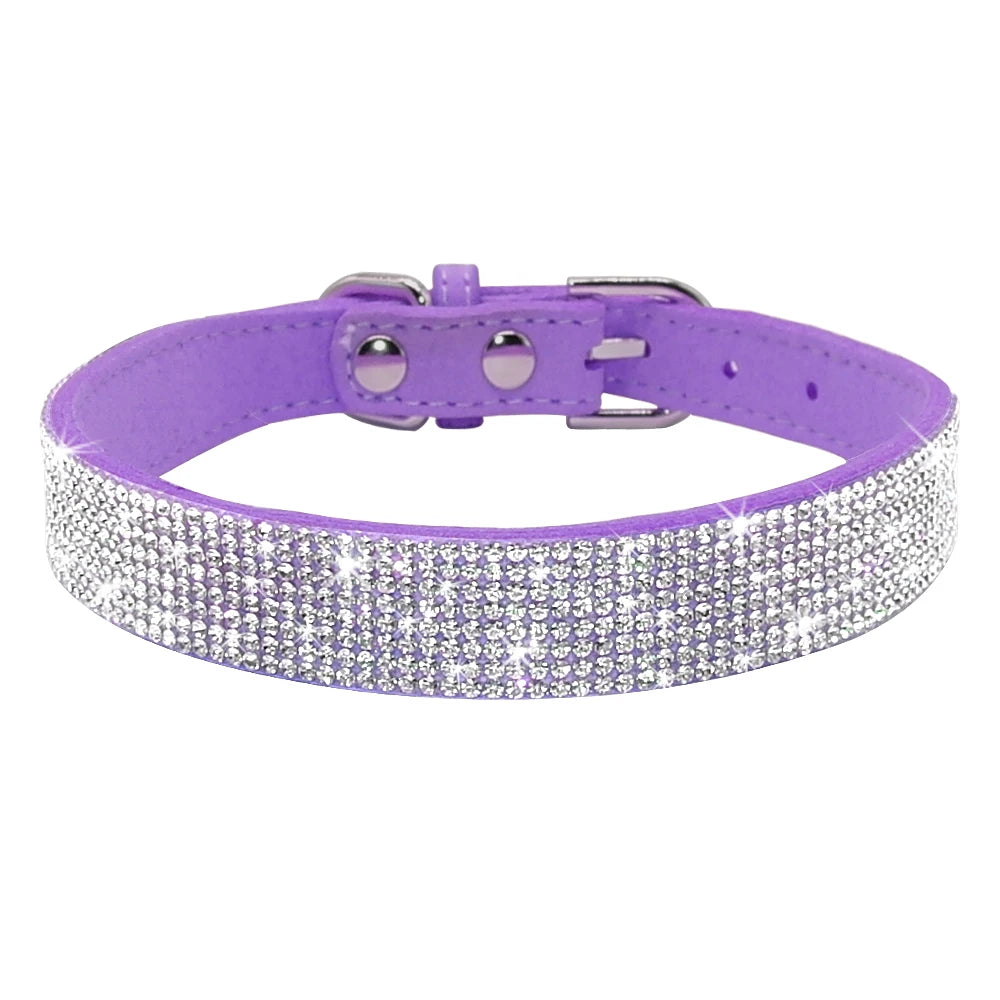 Bling Rhinestone Dog Cat Collars Leather Pet Puppy Kitten Collar Walk Leash Lead For Small Medium Dogs Cats Chihuahua Pug Yorkie