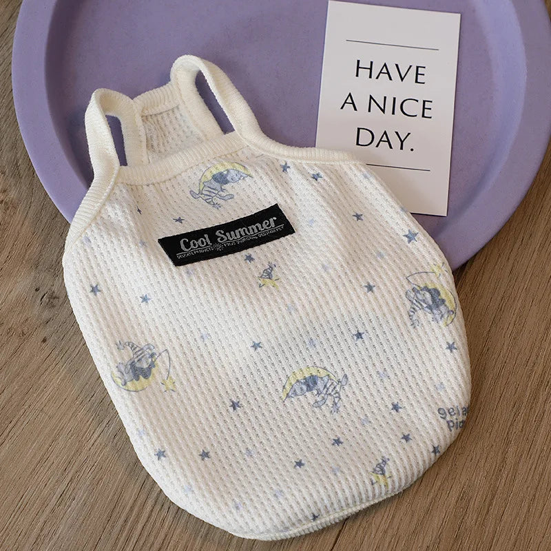 Pet Dog Summer Thin Clothes Waffle Cute Tank Top with Ins Air Conditioning Shirt Small Dog Supplies Puppy Clothes Cooling Vest