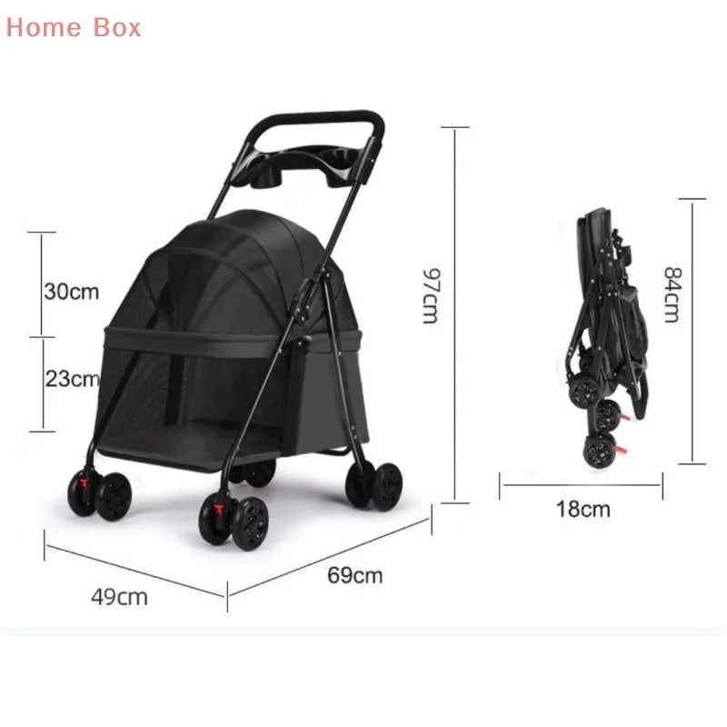 Foldable Pet Stroller Cat Small Dog Cart Puppy Kitten Teddy Car Outdoor Lightweight Folding Pet Stroller