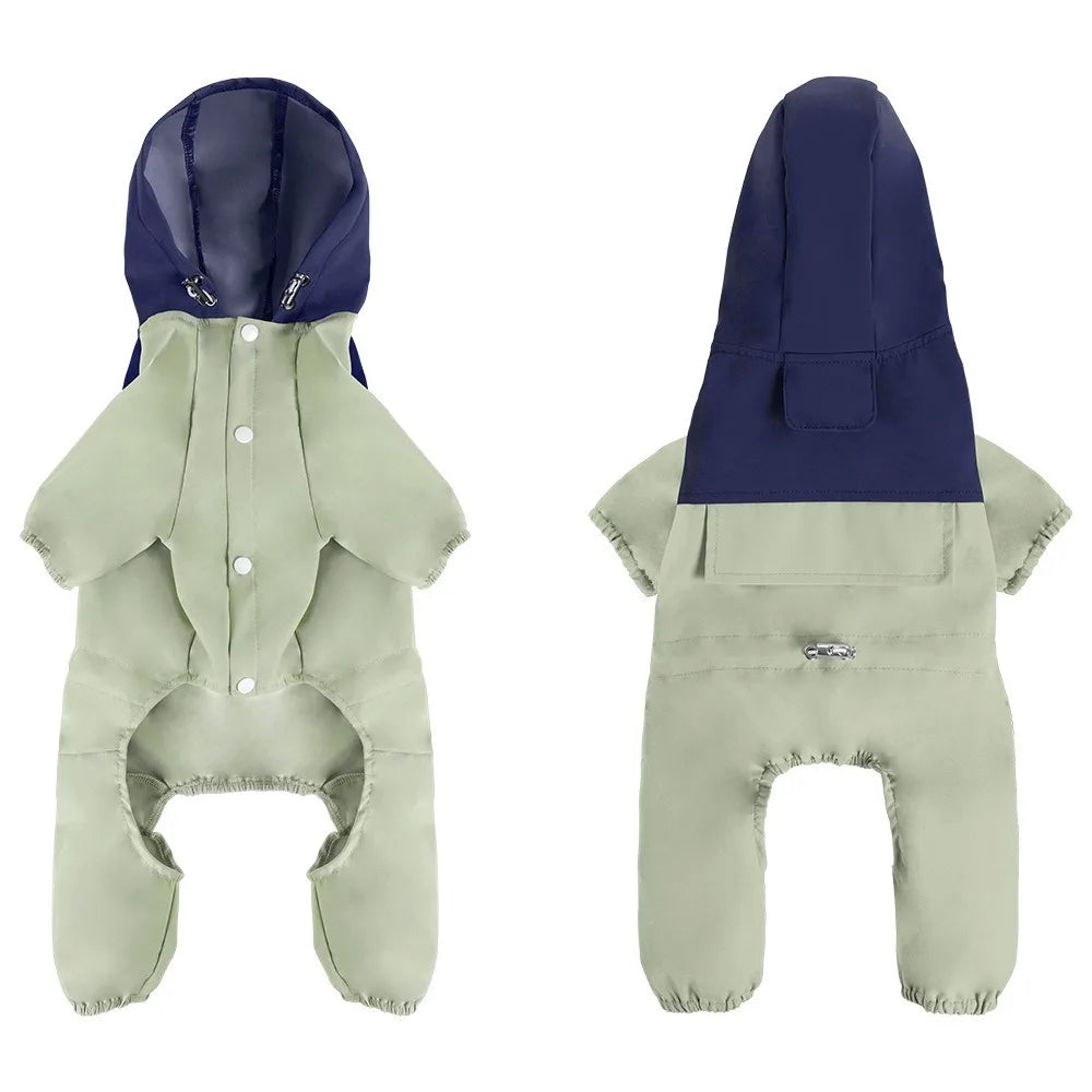 Pet Clothing Reflective Dog Raincoat Breathable High-Visibility Pet Hooded Clothes Dustproof Four Legged Assault Suit Outdoor