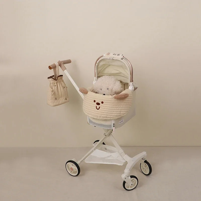 Pet Stroller Edge Pad Anti Dirty Cloth Pads Pillow Cotton Cloth Three Piece Set Cat and Dog Stroller Accessory Set Pillow