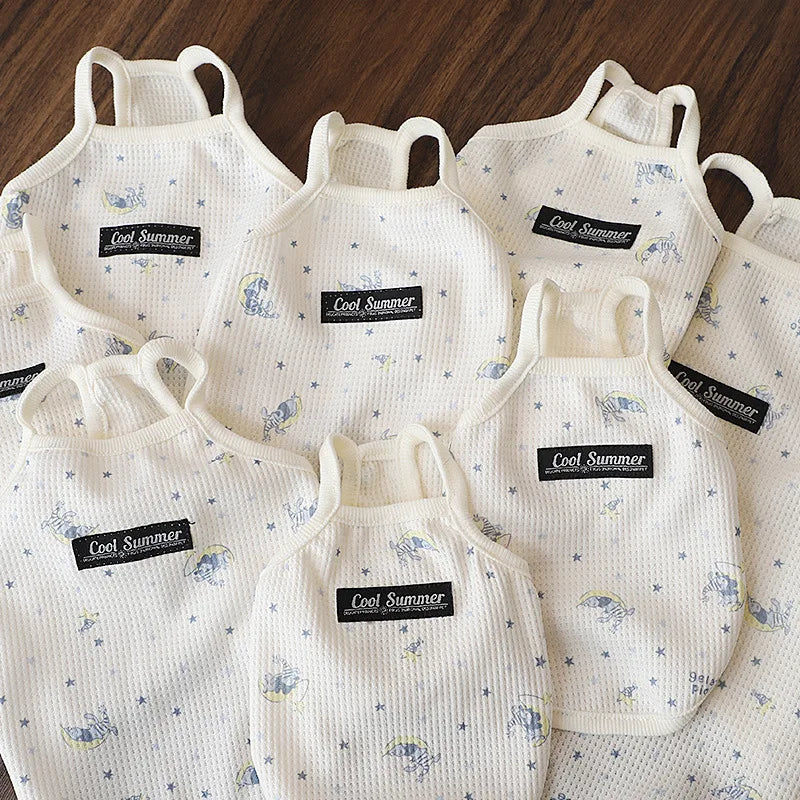 Pet Dog Summer Thin Clothes Waffle Cute Tank Top with Ins Air Conditioning Shirt Small Dog Supplies Puppy Clothes Cooling Vest