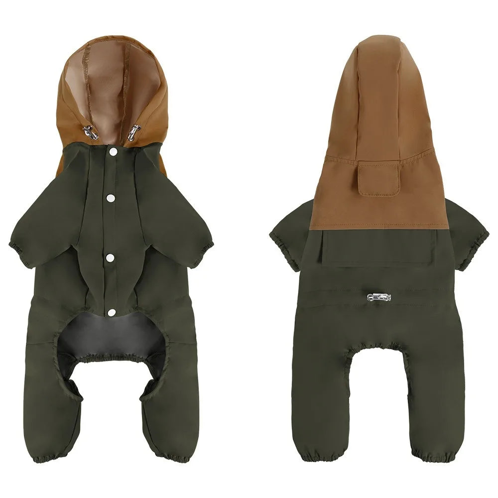 Pet Clothing Reflective Dog Raincoat Breathable High-Visibility Pet Hooded Clothes Dustproof Four Legged Assault Suit Outdoor