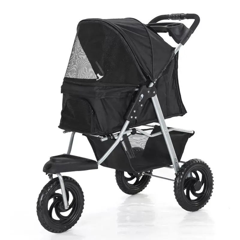 Portable 3 Wheels Pet Trolley Multipurpose Pet Strollers Outdoor Travel Carrier Cat Dog Pet Cart Strollers with Cup Holder