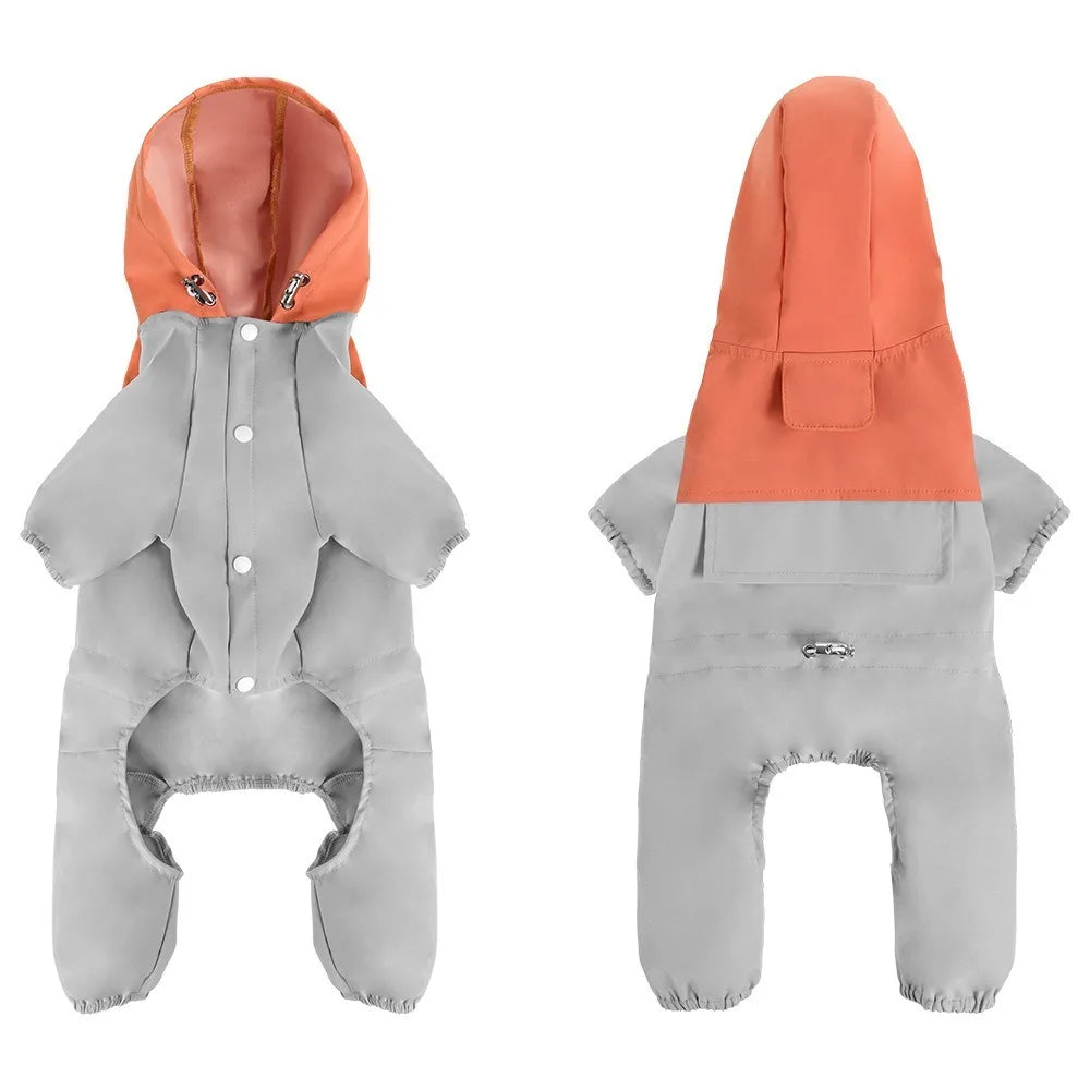 Pet Clothing Reflective Dog Raincoat Breathable High-Visibility Pet Hooded Clothes Dustproof Four Legged Assault Suit Outdoor