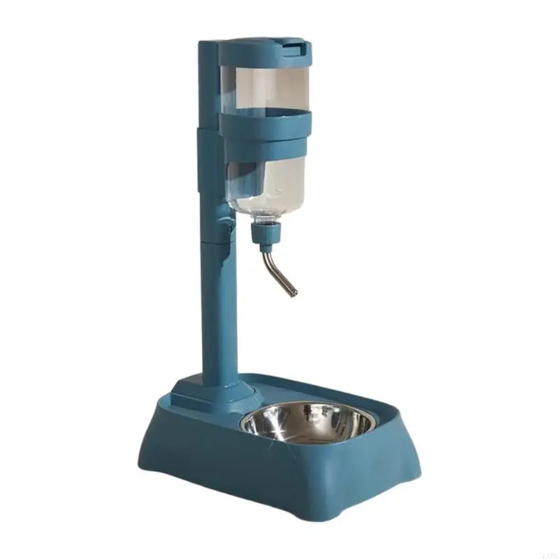 LX0C Durable Gray Pet Feeding Bowl With Automatic Water Supply System For Busy Pet Owners