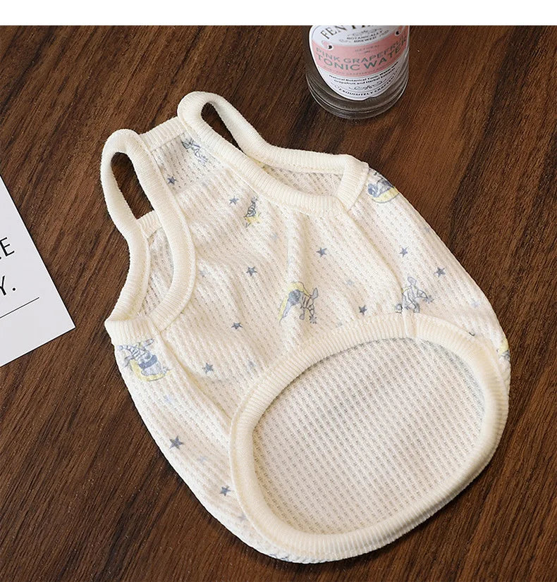 Pet Dog Summer Thin Clothes Waffle Cute Tank Top with Ins Air Conditioning Shirt Small Dog Supplies Puppy Clothes Cooling Vest