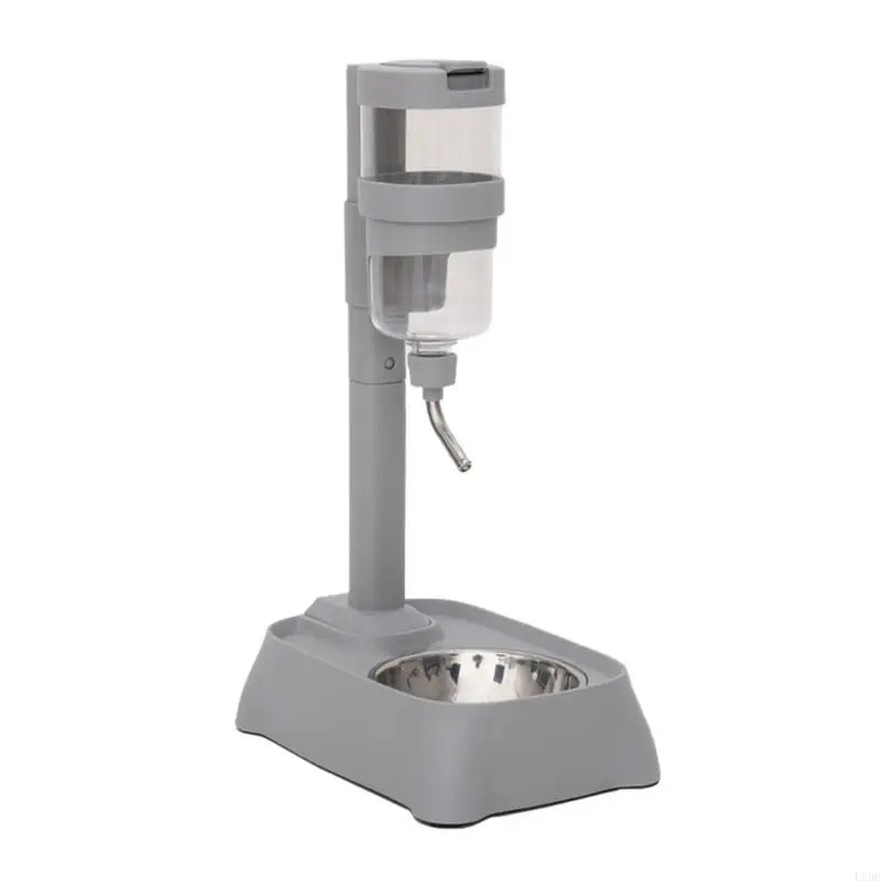 LX0C Durable Gray Pet Feeding Bowl With Automatic Water Supply System For Busy Pet Owners