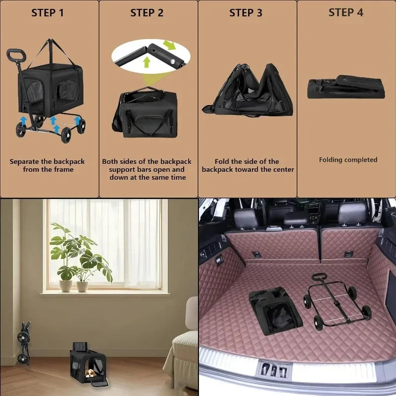 Pet Stroller for Small Dogs,Foldable Dog Stroller,Pet Carrier for Small Pets Dogs and Cats,Breathable Visible Mesh
