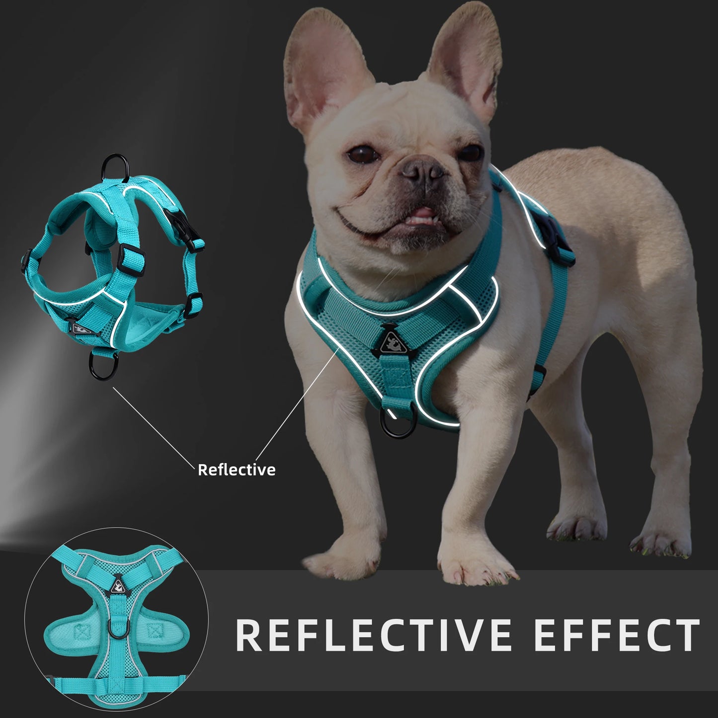 Dog Harness Cat Leash Collar Bulldog Straps Small Medium Dog Harnesses Bichon Frise Vest Puppy Reflective No-Pull Pet Supplies