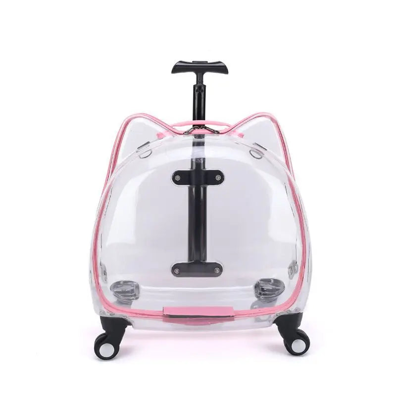 Cat Carrier Pet Trolley Box Outdoor Portable Transparent Push-Pull Box Cat Stroller Backpack Dog Luggage Large Capacity