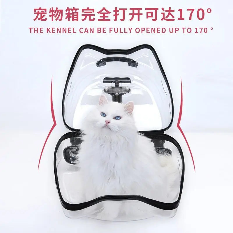 Cat Carrier Pet Trolley Box Outdoor Portable Transparent Push-Pull Box Cat Stroller Backpack Dog Luggage Large Capacity
