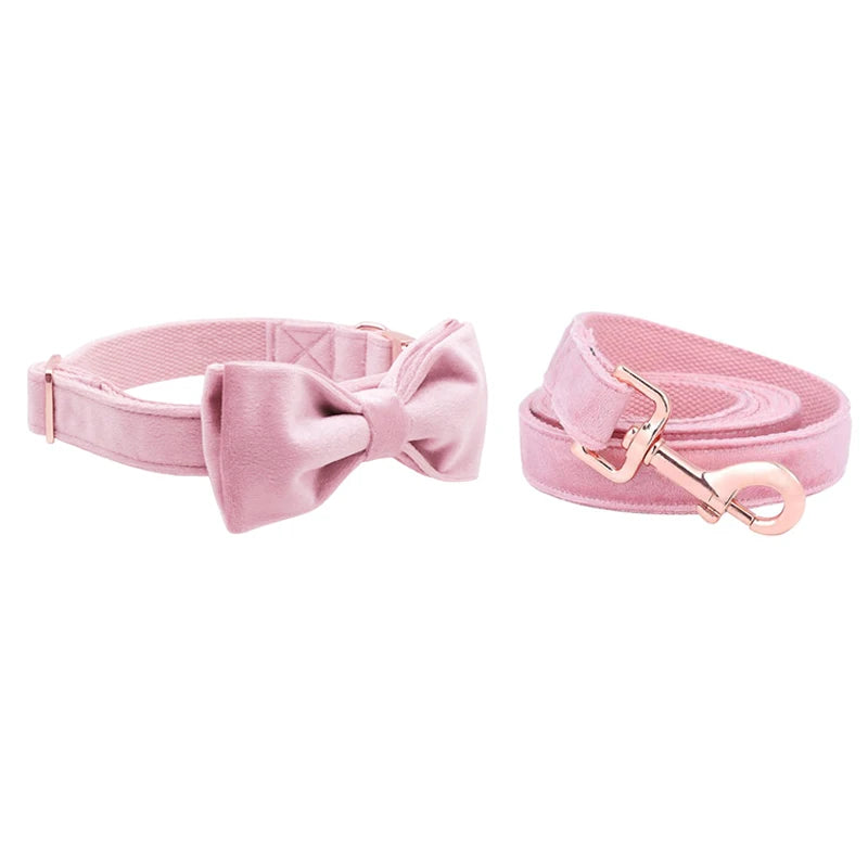 Unique Style Paws Cute Pink Puppy Personalized Christmas Blue Velvet Personalized  Dog Collar