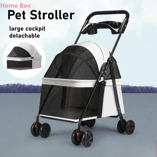 Foldable Pet Stroller Cat Small Dog Cart Puppy Kitten Teddy Car Outdoor Lightweight Folding Pet Stroller