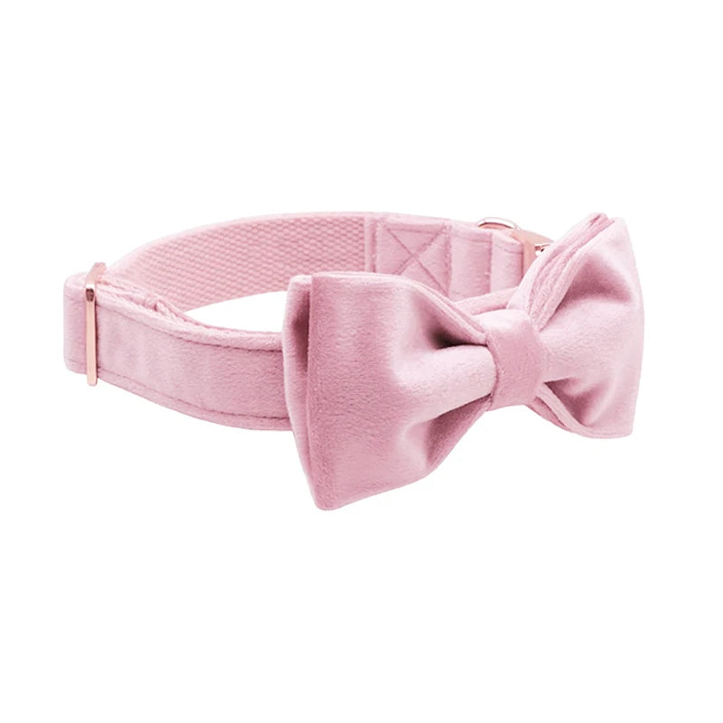 Unique Style Paws Cute Pink Puppy Personalized Christmas Blue Velvet Personalized  Dog Collar