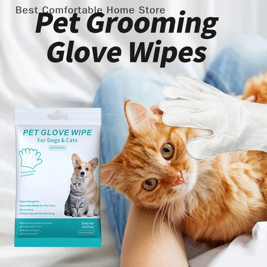 Daily Care Cat Dog Disposable Glove Pet Wash Free Glove No Rinse Washing Gloves Deodorizing Dry Cleaning Wet Towels Pet Supplies