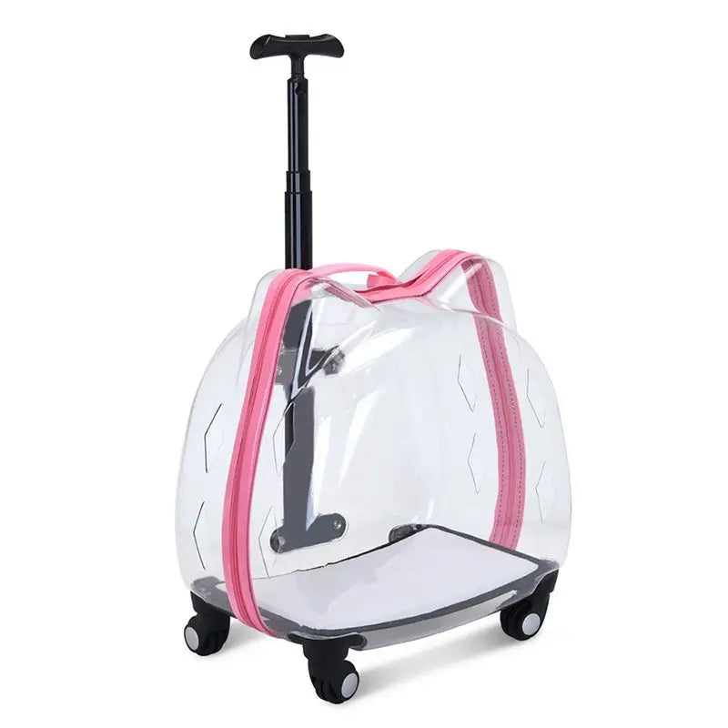 Cat Carrier Pet Trolley Box Outdoor Portable Transparent Push-Pull Box Cat Stroller Backpack Dog Luggage Large Capacity