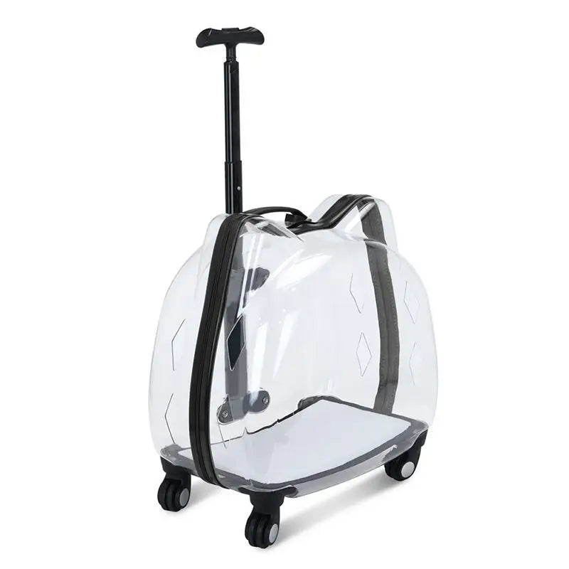 Cat Carrier Pet Trolley Box Outdoor Portable Transparent Push-Pull Box Cat Stroller Backpack Dog Luggage Large Capacity